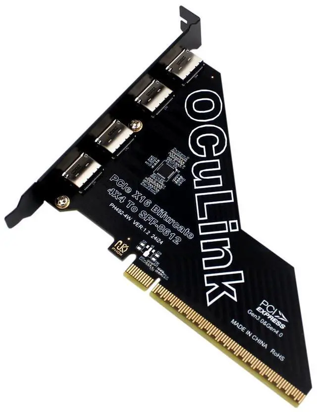 Main image of PCIe 4.0 16x to Quad Oculink 4I,PCIe Bifurcation x16 to x4x4x4x4 Split Oculink SFF-8611/8612 Adapter Card for eGPU Dock Mimi Pc