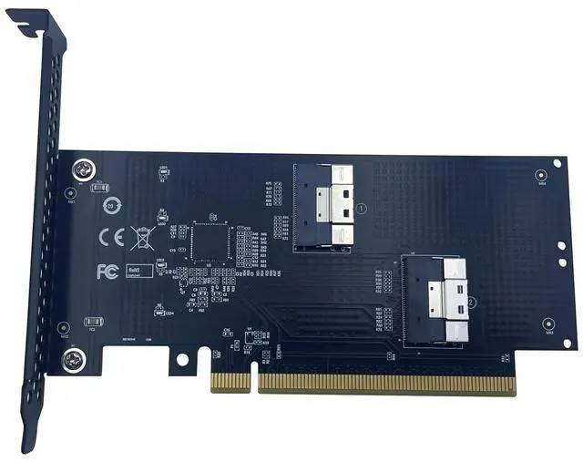 Main image of PCIe 4.0 16x to Dual SFF-8654 8i SlimSAS,PCI-e Bifurcation x16 to x8x8 Split SFF-8654 Slimline SAS Adapter Card
