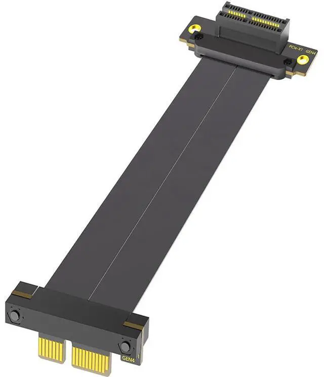 Main image of PCIe X1 4.0 Riser Cable,PCI-Express 1X Male to Female Extension Cable PCI-e Dual Angled Extender 20cms