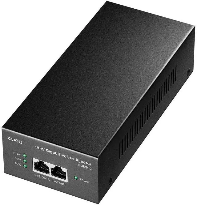 Main image of 60W Gigabit PoE++ IEEE 802.3bt/at Injector Adapter for PTZ Cams POE300 | 1000Mbps RJ45 Ports, 328ft Power Data Transmission, Plug Play Setup, Wall-Mountable, Drives WiFi 6 Access Points, VoIP Phones