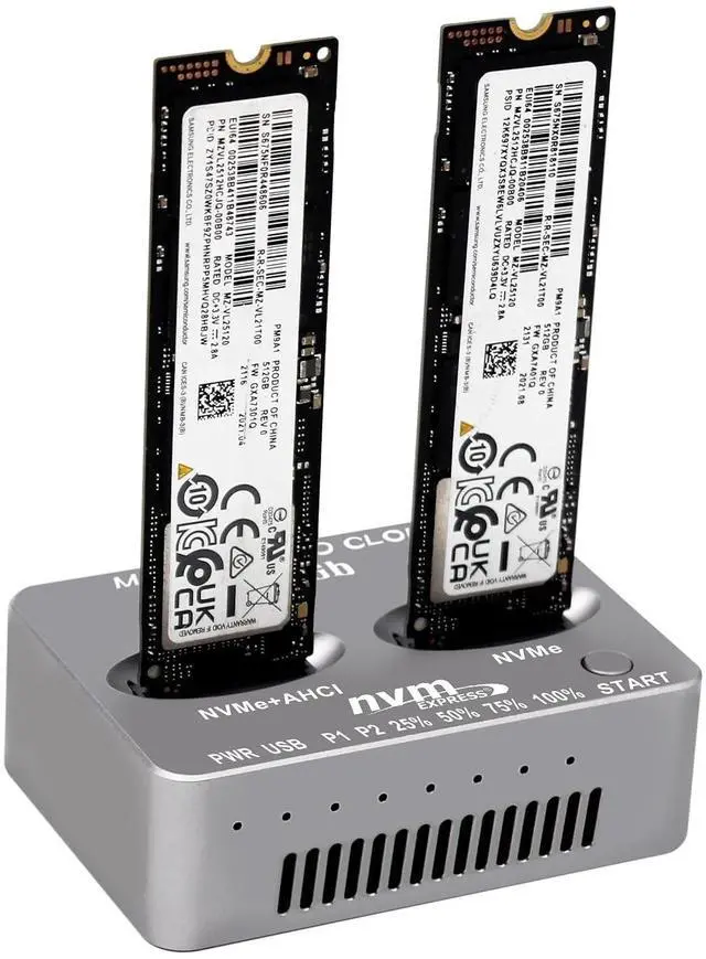 Main image of M2 NVMe Duplicator, Dual-Bay Offline Cloner, USB C to M.2 20Gbps Docking Station, M.2 PCIe AHCI SSD Reader for Both (M Key, B+M Key) NGFF SSD Enclosure (Need Extra AC/PD Power)