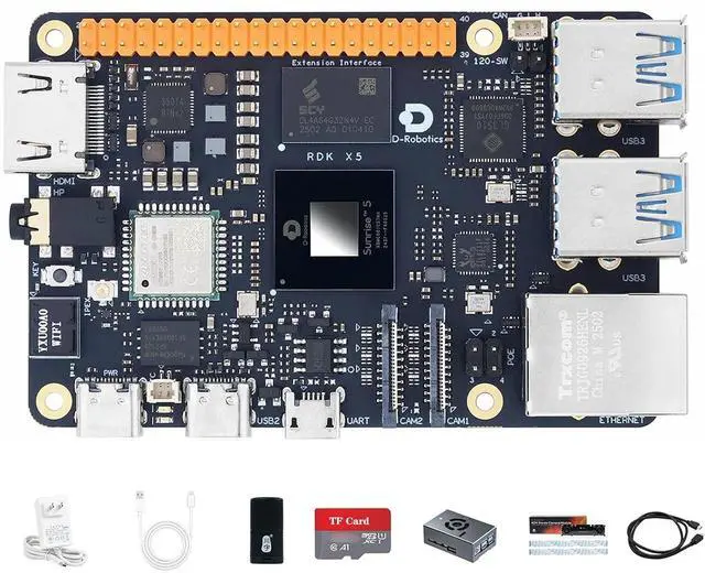 Main image of D-Robotics RDK X5 Development Board - 10 Tops AI, 4GB/8GB RAM, Sunrise 5 Chip, Octa-core Cortex A55, MIPI DSI, HDMI, Wi-Fi 6, Bluetooth 5.4, Ready-to-Use (8GB RAM,Binocular Camera)