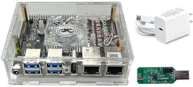 Main image of VisionFive2 Ver. 1.3B RISC-V Single Board Computer, 4GB RAM with WiFi 6 USB Dongle, PD Power, Acrylic Case, Fan Cooler - RISC-V Development SBC Mainboard Motherboad Support NAS Openwrt