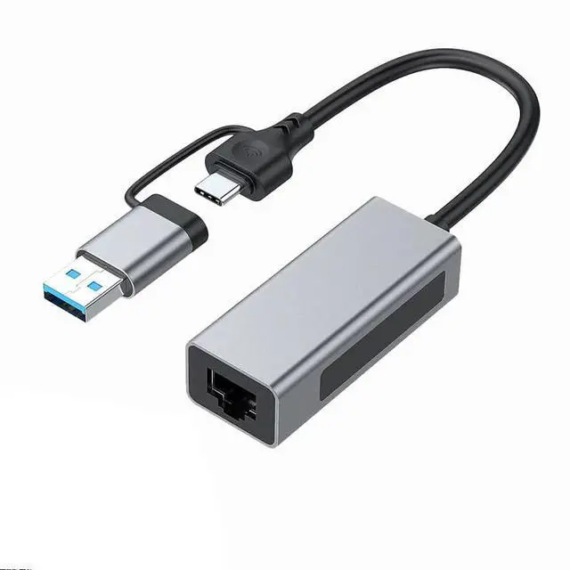 Main image of 2.5G USB3.1 Ethernet Adapter, 2-in-1 USB-A/USB-C to 2.5Gbps Ethernet Adapter RJ45 Network Converter for PC Laptop Windows Mac OS Linux