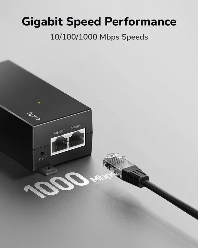 Alt view image 5 of 7 - 30W Gigabit PoE+ Injector Adapter 1000Mbps Wall-Mounted 802.3at POE200 | 328ft Range, IEEE 802.3af, 100-240V AC Input, Auto-Sensing Dual RJ45 Ports, Plug & Play, IP Camera, VoIP Phone, Wireless AP