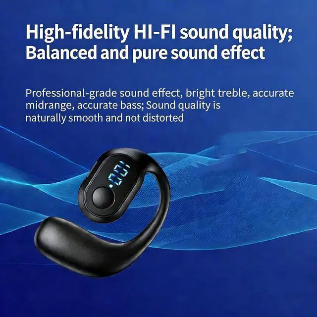 Alt view image 2 of 7 - Running Headphones with Display Screen, Ear-Hook Design, 9D Deep Bass, 16MM Driver, 30-Hour Playtime