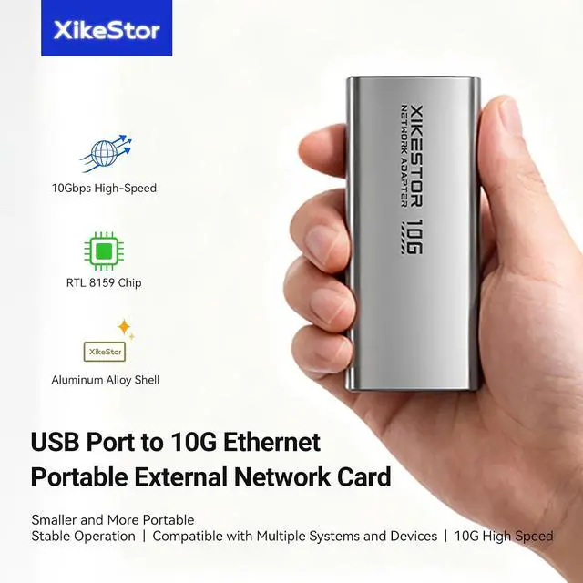 Alt view image 2 of 7 - USB C 10G Ethernet Adapter USB to 10Gb RJ45 Network Card | Realtek RTL8159, compatible with Thunderbolt 3/4/5, fanless aluminum cooling, low power for laptop, PC, NAS, Windows