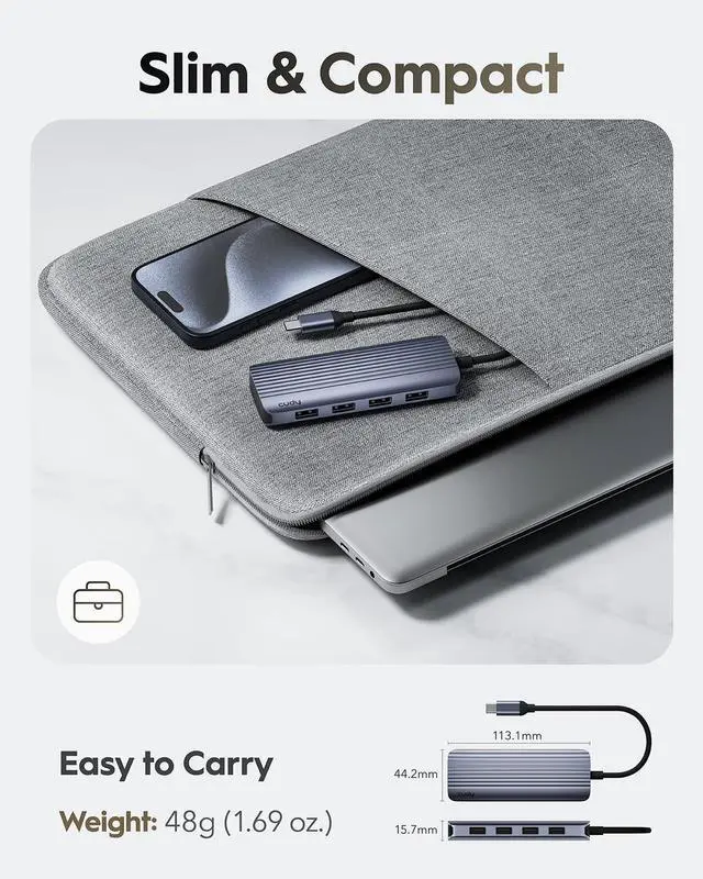 Alt view image 6 of 7 - UH500 USB C Hub for Laptop/PC, Gigabit USB 3.2 Multiport Adapter, 4K HDMI 30Hz, Compatible with Mac/Windows/Linux Systems, Charging Supports