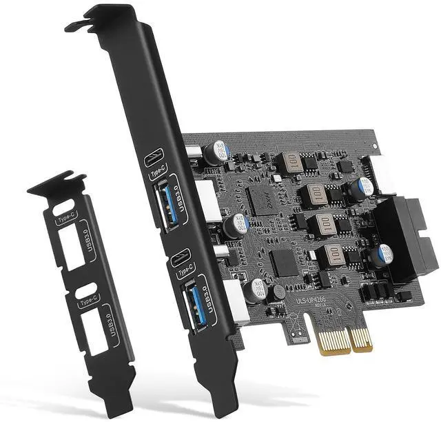Main image of 6-Ports USB 3.2 PCIe Card to Type C(2),USB Type-A2 Expansion Card with Internal 19 Pin Connector/Type EA-Key Front Panel Adapter, Includes Low-Profile Bracket