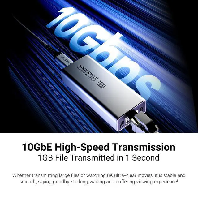 Alt view image 4 of 7 - USB C 10G Ethernet Adapter USB to 10Gb RJ45 Network Card | Realtek RTL8159, compatible with Thunderbolt 3/4/5, fanless aluminum cooling, low power for laptop, PC, NAS, Windows