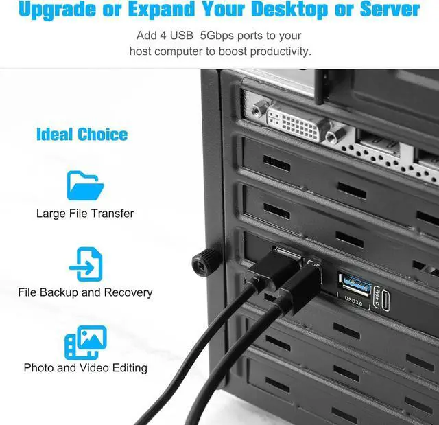 Alt view image 4 of 7 - 6-Ports USB 3.2 PCIe Card to Type C(2),USB Type-A2 Expansion Card with Internal 19 Pin Connector/Type EA-Key Front Panel Adapter, Includes Low-Profile Bracket