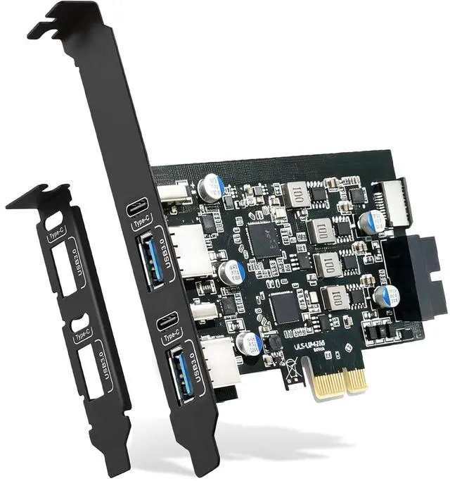 Alt view image 7 of 7 - 6-Ports USB 3.2 PCIe Card to Type C(2),USB Type-A2 Expansion Card with Internal 19 Pin Connector/Type EA-Key Front Panel Adapter, Includes Low-Profile Bracket