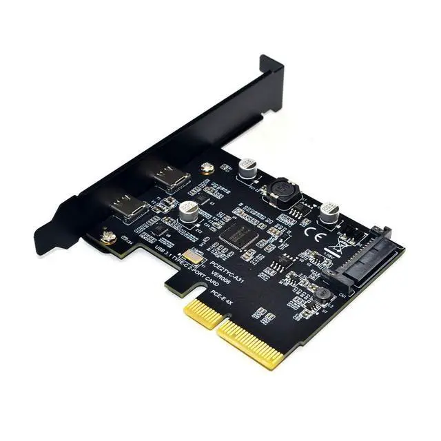 Alt view image 2 of 4 - PCI-E 4X to USB 3.1 Adapter,PCI Express Type C Gen 2 (10 Gbps) 2-Port Expansion Card with Asmedia Chipset ASM3142 (Dual Type C)