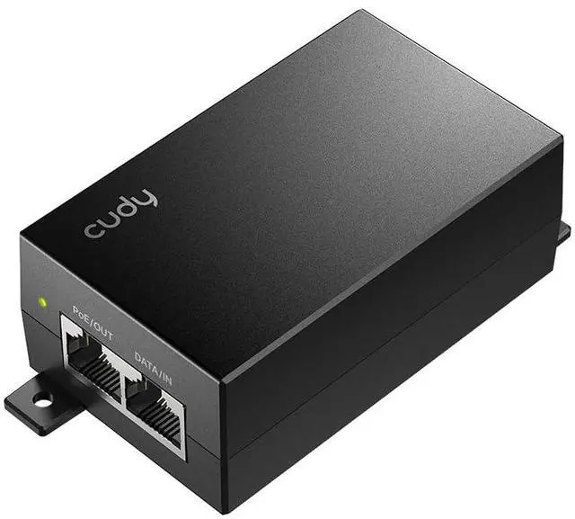 Main image of Passive PoE Adapter 24V 12W 328ft 10/100Mbps RJ45 Injector POE2412W | 24V Passive PoE Mode B with 12W power, 100m/328ft reach, 10/100Mbps RJ45, surge & ESD protection, wallmount ready, power LED