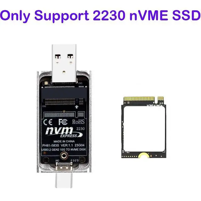 Alt view image 3 of 5 - NVME to USB 3.0 Adapter Card,USB 3.1 Type C Gen 2 to M.2 NVMe SSD Converter 10Gbps PCIe Based M Key Hard Drive Reader (Only Support 2230 NVME SSD)
