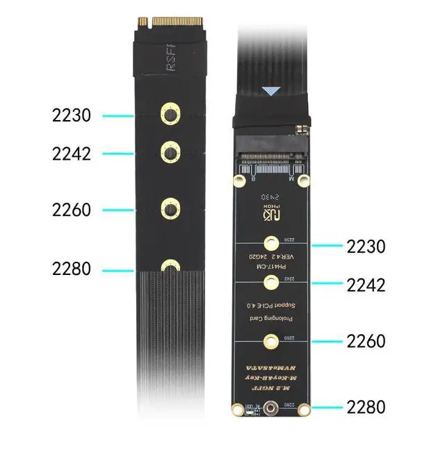 Alt view image 3 of 4 - M.2 NVME Extender,NGFF M-Key PCIe SSD Extention Card with 180Degree Soft-PCB Cable 30CMS