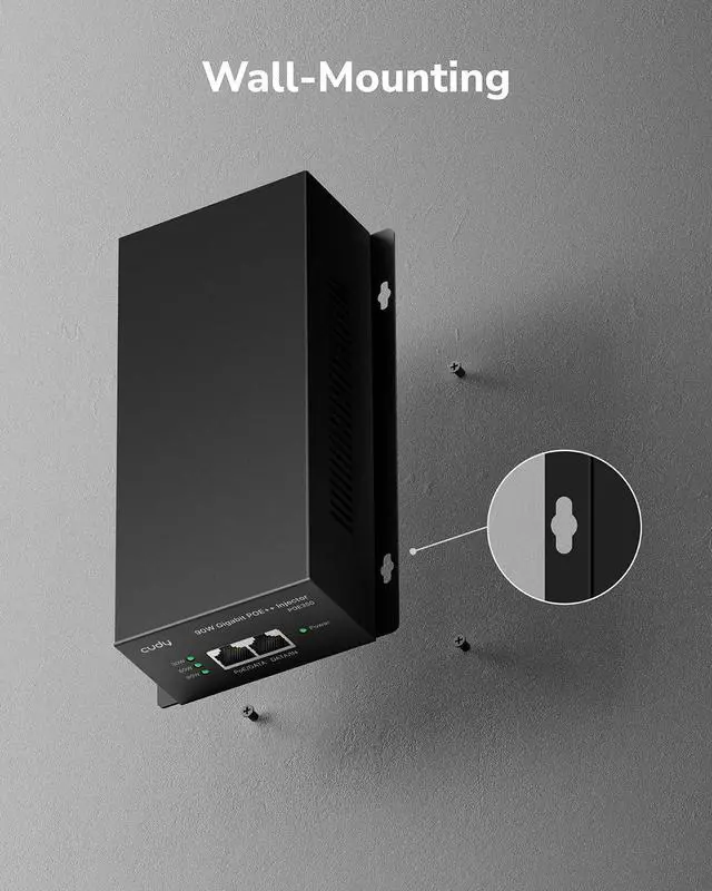 Alt view image 7 of 7 - 90 Watts Gigabit PoE++ Injector, 1000Mbps PoE Adapter, 90W Power Budget, PoE++ Adapter, IEEE 802.3af / 802.3at/802.3bt Compliant, 54V, Metal Housing, POE350