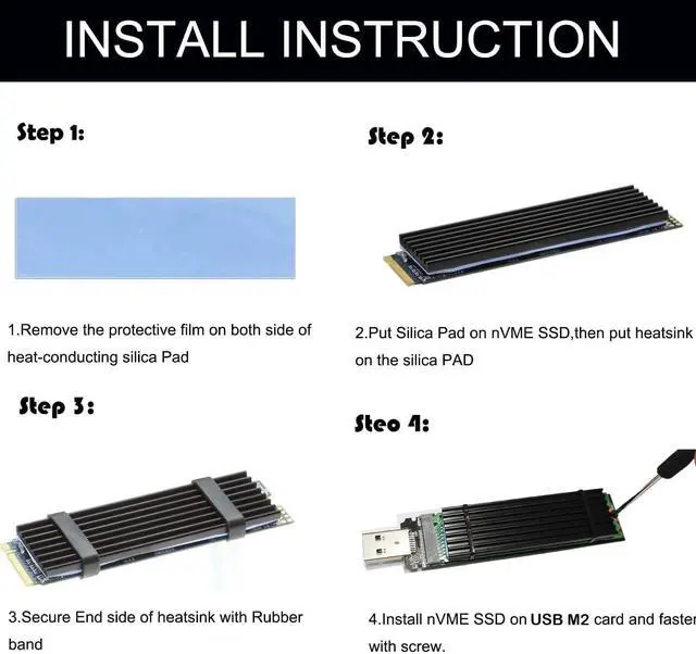 Alt view image 5 of 5 - nVME USB SSD Card,USB 3.0 M.2(NGFF) M Key SSD External Case Box