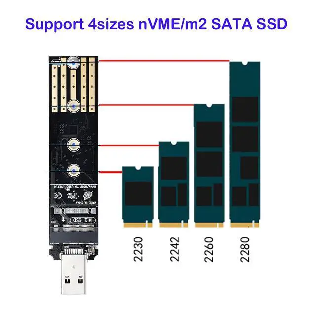 Alt view image 5 of 6 - NVME to USB 3.0 Docking Station,M.2 SSD to Type C Portable External Enclosure for Both M.2 (M Key) NVMe SSD and (B+M Key) SATA-Based SSD Compatible with Thunderbolt 4/3