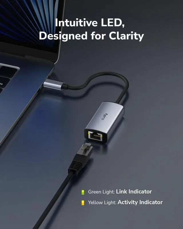 Alt view image 7 of 7 - USB-C to 2.5 Gbps Ethernet Adapter, Wired Network Adapter, Aluminum RJ45 2500Mbps Thunderbolt LAN Adaptor, Compatible with Laptop, Phone, Tablet etc., UE25C