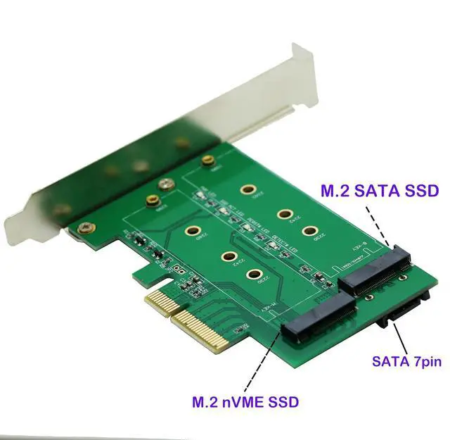 Alt view image 2 of 5 - M.2(NGFF) PCIe SSD to PCIe X4 Or SATA SSD to SATA Adapter Card