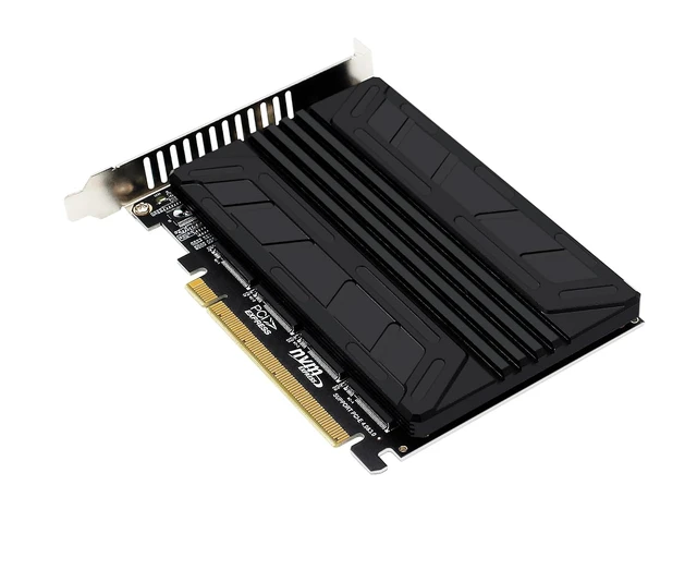 Alt view image 2 of 4 - Quad NVMe SSD PCIe Adapter, 4 M.2 NVMe SSD to PCI-e 4.0 3.0 x16 Card with HeatSink Support 2230 2242 2280 NVMe SSD (PCI-e 16X Bifurcation Required)