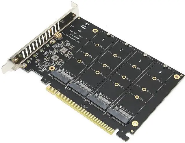Main image of Quad NVMe SSD PCIe Adapter, 4 M.2 NVMe SSD to PCI-e 4.0 3.0 x16 Card Support 2230 2242 2280 NVMe SSD (PCI-e 16X Bifurcation Required)