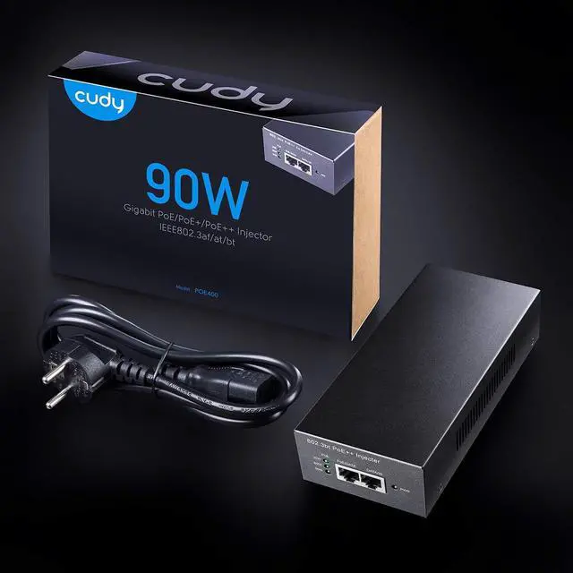 Alt view image 7 of 7 - POE400 90W Gigabit Ultra PoE++ Injector Adapter, IEEE 802.3bt /at/af Compliant, 1000Mbps Shielded RJ45, Plug & Play, Metal Housing