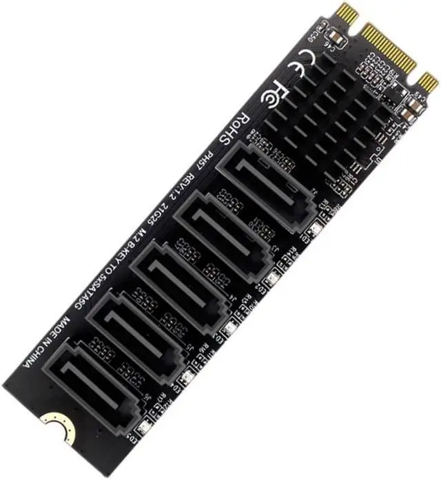 Alt view image 2 of 4 - M.2 NGFF Key B+M SATA to 5 Ports SATA3 Expansion Card JMB575