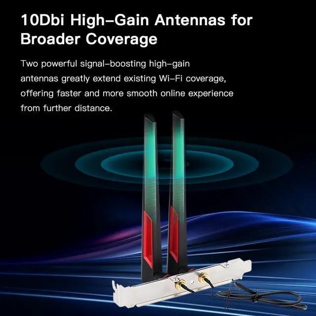 Alt view image 5 of 7 - AX210 WiFi 6E Card Tri-Band 5400Mbps AX210NGW Wireless Adapter 6GHz/5G/2.4G | Bluetooth 5.3, Desktop M.2 Network Adapter, WPA3, High Gain Antennas, Low Profile Bracket, for Windows 10/11 64Bit
