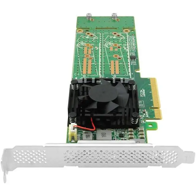 Alt view image 2 of 2 - PCIe 3.0 x8 to Quad M.2 NVMe SSD Adapter Switch Card with PLX8747 Low Profile Support 2280mm