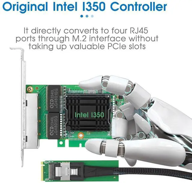 Alt view image 4 of 6 - 1G Quad-Port to SFF-8087/M.2 Ethernet Network Adapter(1ntel I350 Based)
