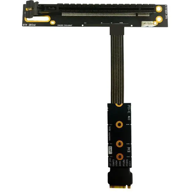 Alt view image 2 of 6 - M.2 NGFF Key M to PCIe 4.0 16x Graphics Card Riser Adapter Card,Nvme to PCI-e PCI-Express 4.0 16X Extension Cable 25cms,Compatible with RTX4090-RTX3060 RX7900 RX6950XT-RX6500XT