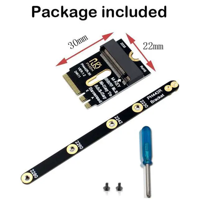 Alt view image 4 of 5 - M.2 (NGFF) 2230 2242 2280 NVME SSD to M2 A/E Key Port Card (Only Provide PCIe 1X Lane)