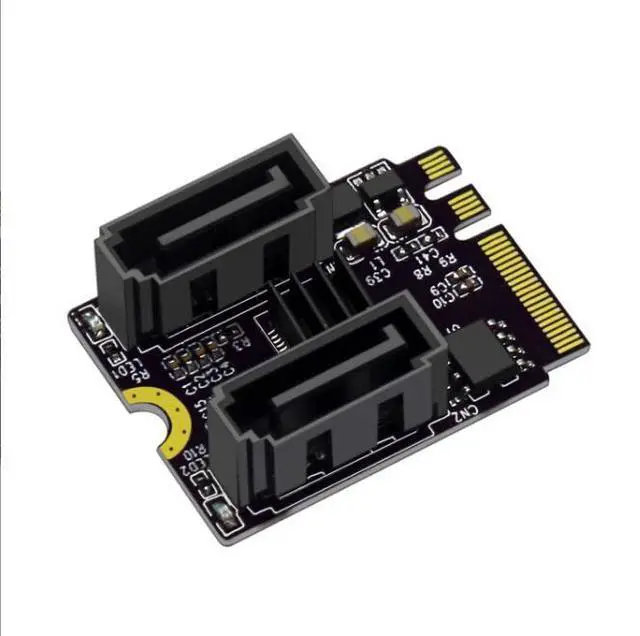 Alt view image 2 of 5 - M.2 NGFF Key A+E to Dual SATA 3.0 Ports Adapter Extension Card Chipset JMB582(Only Fit A-Key or E-Key WiFi Port)