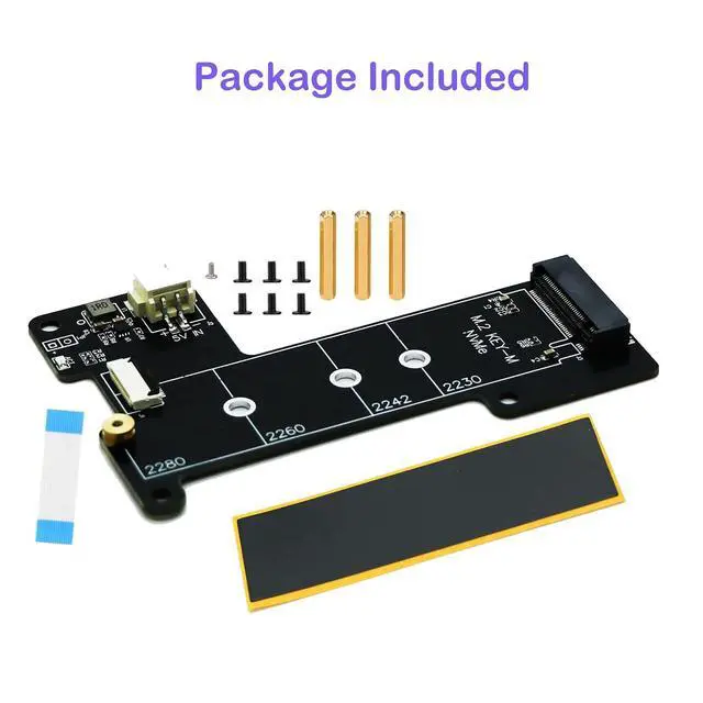Alt view image 5 of 5 - M.2 NVMe to PCIe 16pin FPC Adapter Card with Heatsink for Raspberry Pi 5 (Support 2230,2242,2280 SSD)