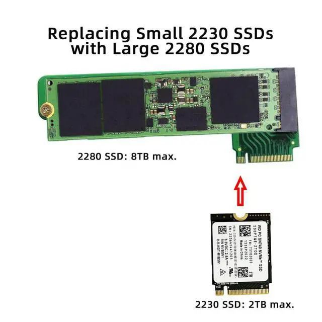 Alt view image 5 of 6 - M.2 nVME 2230 to 2280 Adapter Card Support PCIe 4.0 SSD,Compatible with Asus ROG Ally Gaming Handheld for Upgrade ROGALLY Storage(Green)
