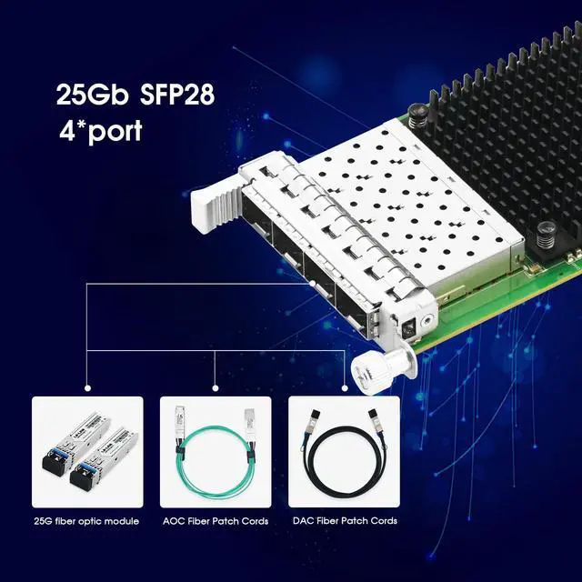 Alt view image 3 of 7 - OCP3.0 Quad-Port 25G SFP28 Ethernet Network Adapter