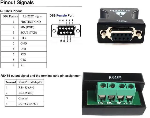 Alt view image 5 of 6 - 232 to 485,RS232 Serial to RS485 Communication Data Converter Adapter