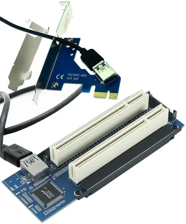Main image of PCI-E X1 to Dual PCI Adapter Card with Low Profile Bracket | 60cm USB Cable,Chipset: ASM1083,Support PCI Lan/USB/Audio/Video Card