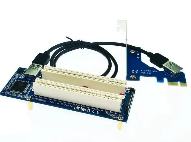 Alt view image 2 of 6 - PCI-E X1 to Dual PCI Adapter Card with Low Profile Bracket | 60cm USB Cable,Chipset: ASM1083,Support PCI Lan/USB/Audio/Video Card