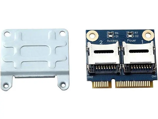 Alt view image 5 of 5 - Dual Micro SDXC SDHC SD to Mini PCI-e Adapter Card with Half Bracket