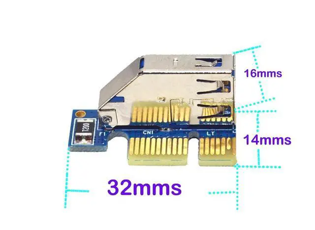Alt view image 2 of 6 - PCI-E Express X1 to PCI Riser Extender Adapter Card with USB 60cm Cable