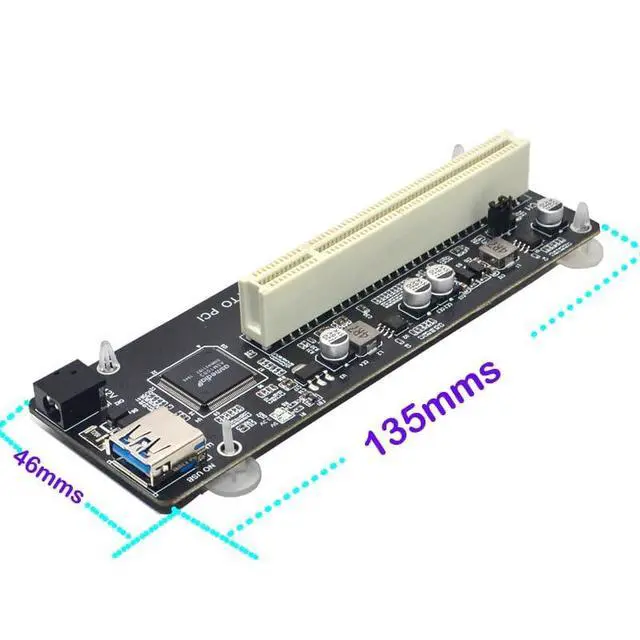 Alt view image 3 of 6 - PCI-E Express X1 to PCI Riser Extender Adapter Card with USB 60cm Cable