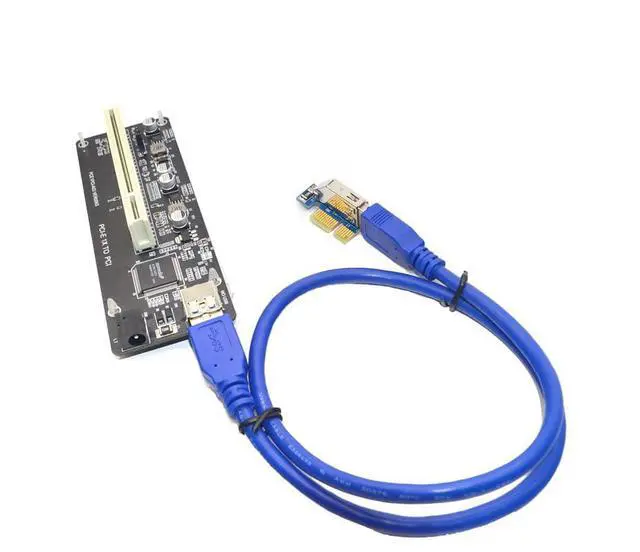 Alt view image 5 of 6 - PCI-E Express X1 to PCI Riser Extender Adapter Card with USB 60cm Cable