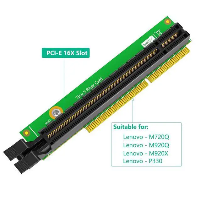 Alt view image 3 of 7 - PCI-E 16X Riser Card, Replacement Expansion Card, Compatible with Lenovo ThinkCentre M920q M920x M910x M720q ThinkStation P330 Tiny5 PCIE16 01AJ940 (Without Back Plate)