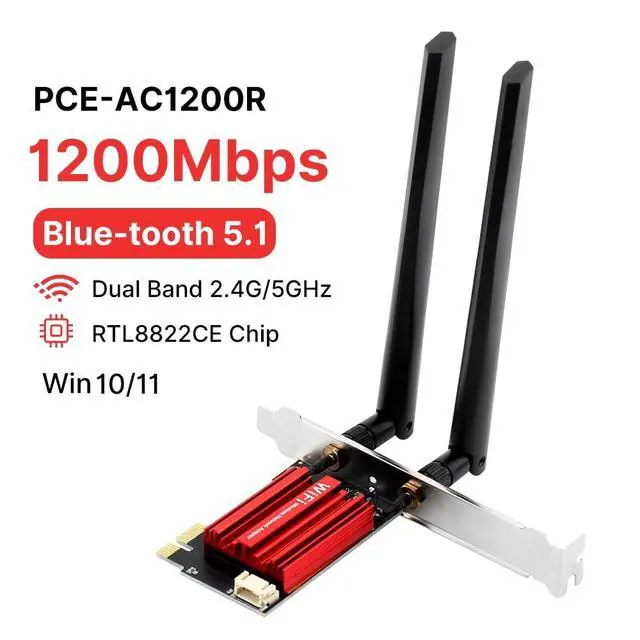 Alt view image 2 of 7 - AC1200 PCIe WiFi Card Bluetooth 5.1, Dual Band Desktop Adapter Win10/11 | RTL8822CE Low-Latency Gaming, Buffer-Free 4K Streaming, Bluetooth Peripherals & Multi-Device StableGamers' & Office Choice