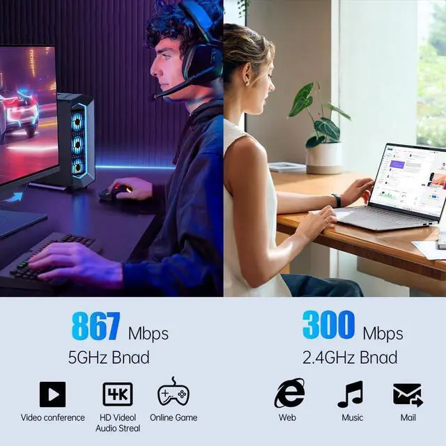 Alt view image 6 of 7 - AC1200 PCIe WiFi Card Bluetooth 5.1, Dual Band Desktop Adapter Win10/11 | RTL8822CE Low-Latency Gaming, Buffer-Free 4K Streaming, Bluetooth Peripherals & Multi-Device StableGamers' & Office Choice