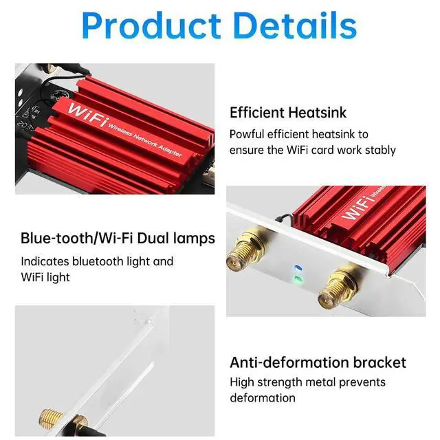 Alt view image 7 of 7 - AC1200 PCIe WiFi Card Bluetooth 5.1, Dual Band Desktop Adapter Win10/11 | RTL8822CE Low-Latency Gaming, Buffer-Free 4K Streaming, Bluetooth Peripherals & Multi-Device StableGamers' & Office Choice