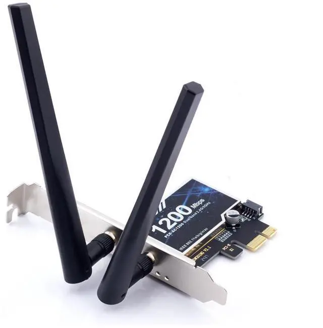 Main image of AC1200 WiFi PCIe Card 867Mbps 5GHz Gaming Bluetooth Windows 11/10/8/7 | 867Mbps 5GHz gaming, 300Mbps long-range, Bluetooth (USB Cable incl.), Dual brackets Fits mini/standard PC, Windows 7-11